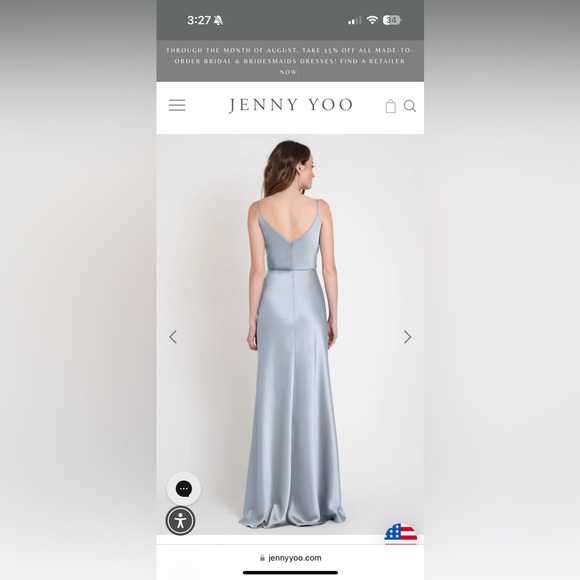 Jenny Yoo bridesmaid dress - Sylvie style in luxe satin & whisper blue - Picture 2 of 5